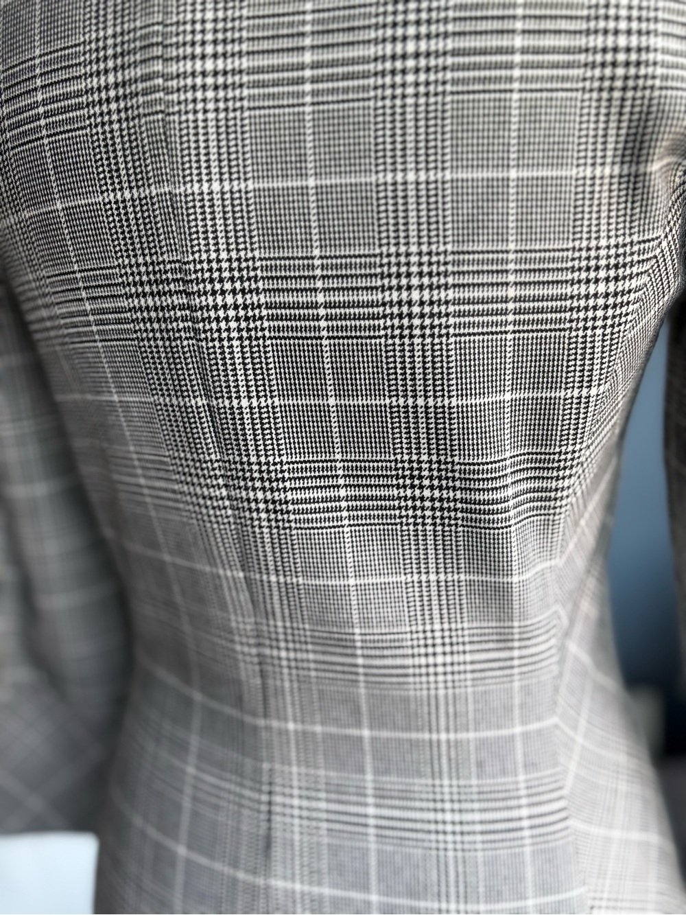 H&M Glen Check Plaid Houndstooth Ballet Neck 3/4 Sleeve A-Line Shift Mini Dress - Picture 11 of 15